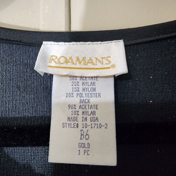 Roamans Black Gold Sequin VINTAGE Holiday Shell Top Plus Size 20/22 Stretch - Picture 3 of 16